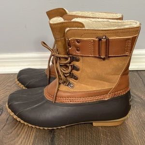 JBU Quebec vegan duck boots brown size 8M faux fur lined